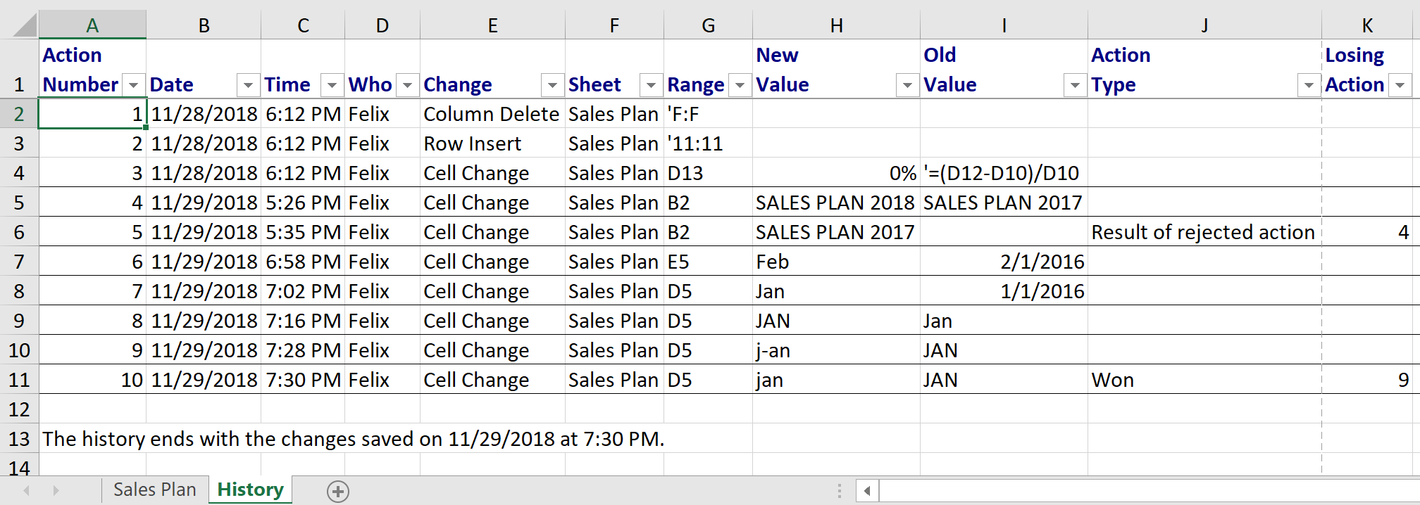 shared workbook history