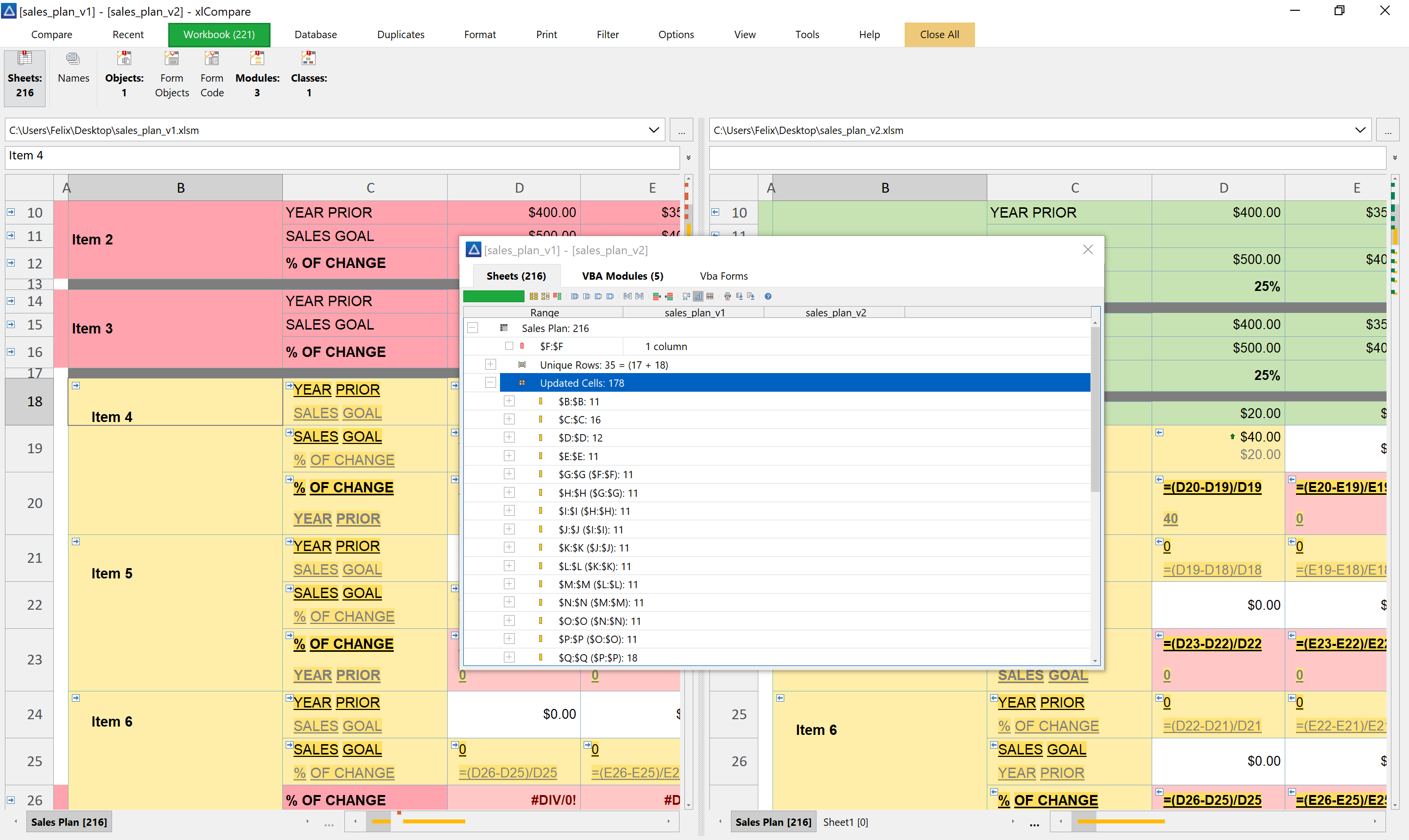 xlCompare sheet comparison