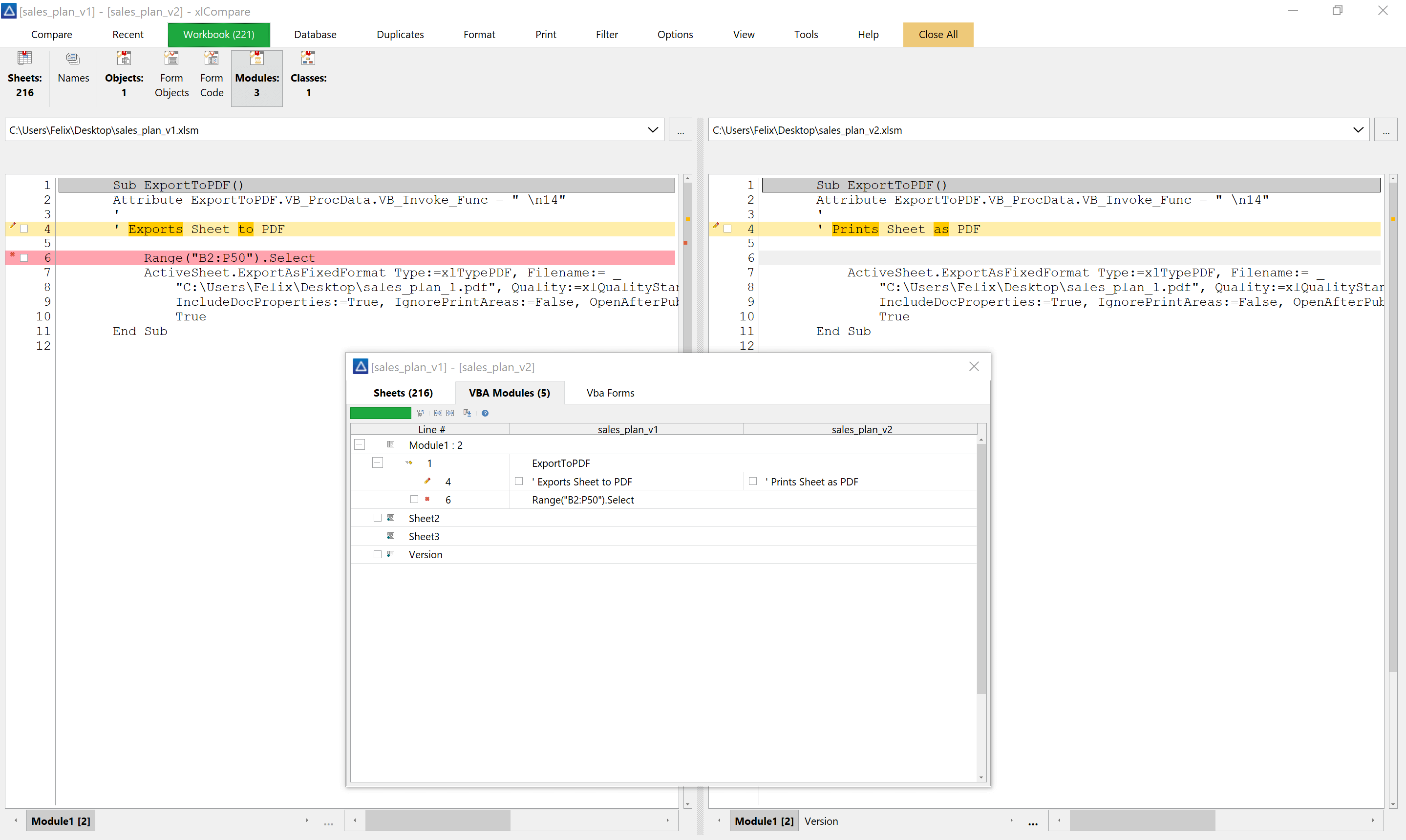 xlCompare vba comparison