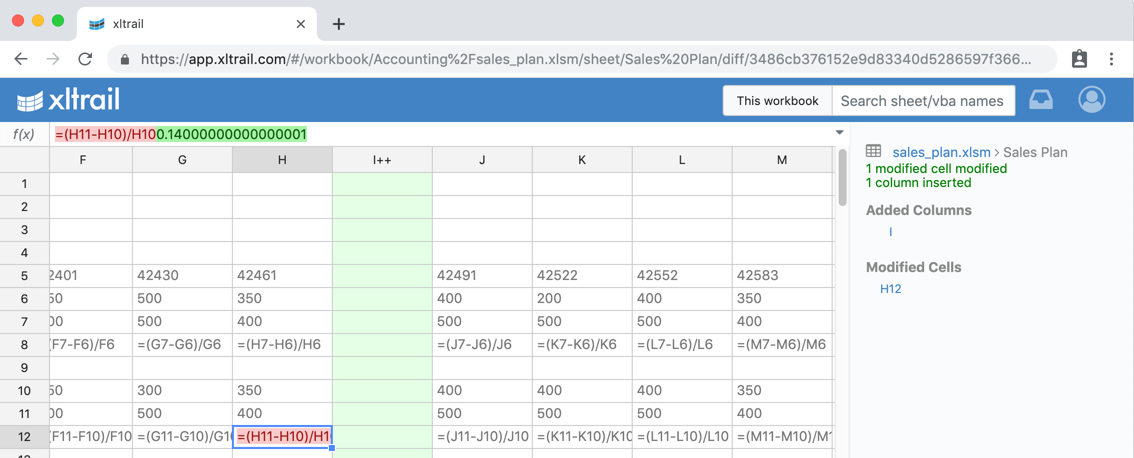 xltrail sheet diff