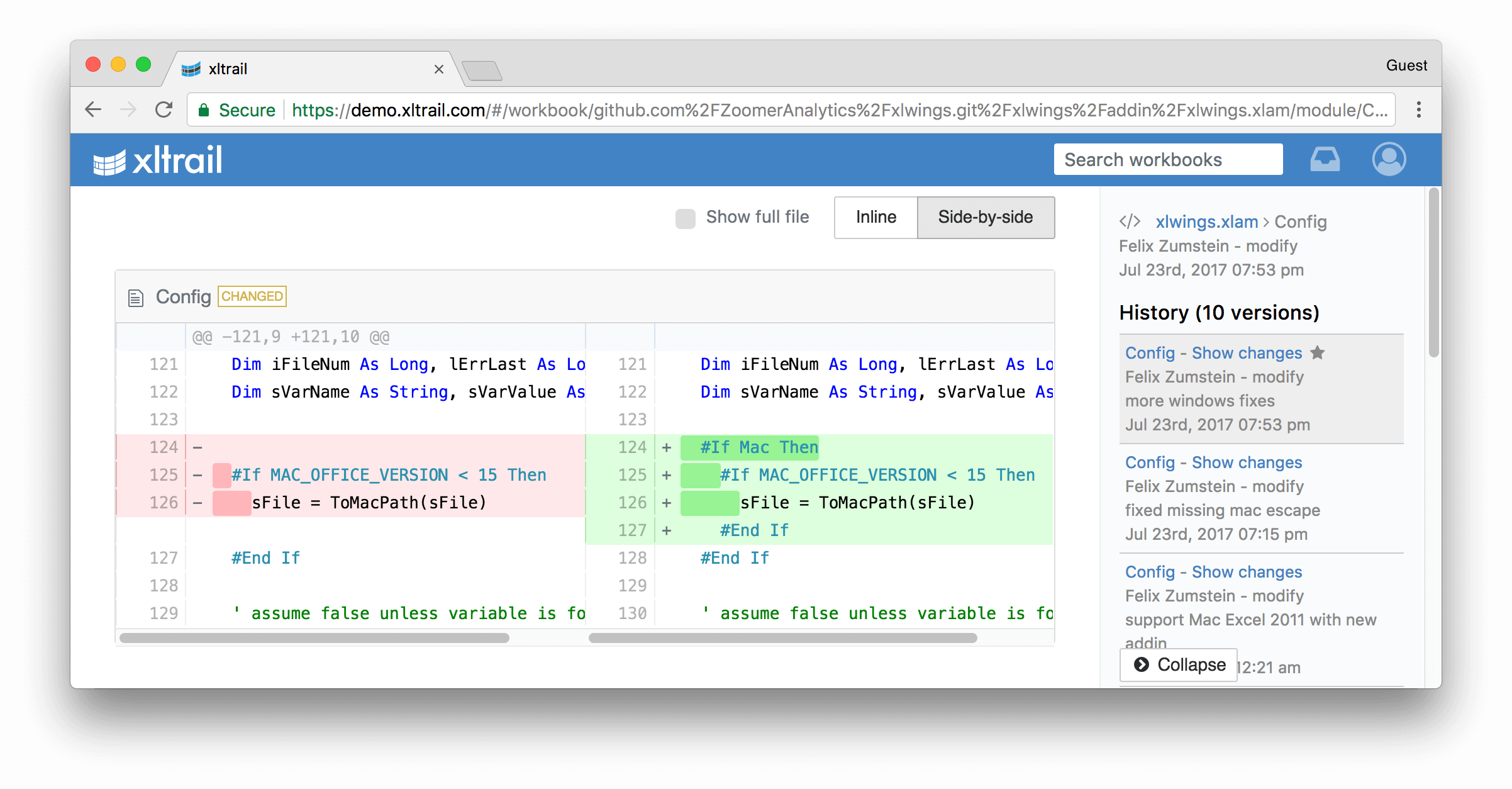 xltrail diff